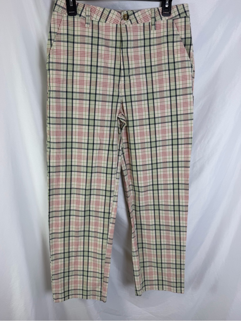 Brixton Plaid Stretch Pants - Cream, Blue Red & Green size 29